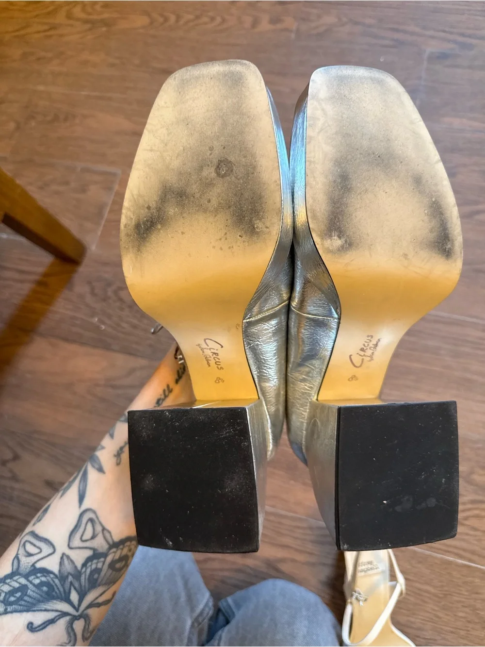 Sam Eddlemon Circus Metallic Silver Mary Jane Platform Heels